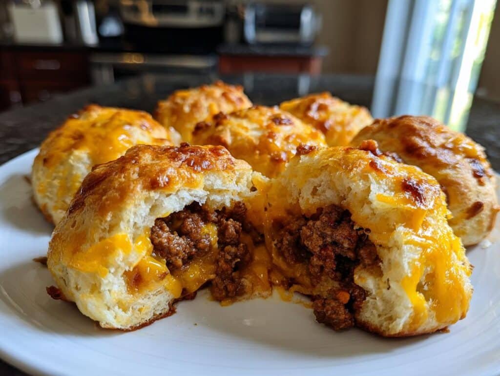 Cheesy Beef Biscuit Bombs